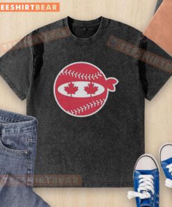 Awesome Pitching Ninja Canada Baseball washed t-shirt featuring a unique design for baseball enthusiasts and fans.