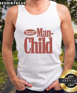 Sabrina Carpenter wearing a stylish Manchild tank top, showcasing her trendy fashion sense and vibrant personality.