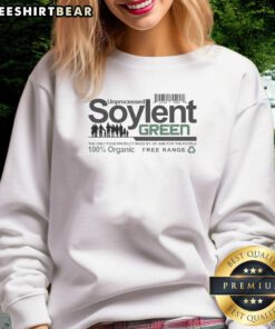 Awesome unprocessed Soylent Green movie sweatshirt featuring iconic film graphics and a stylish design for fans.