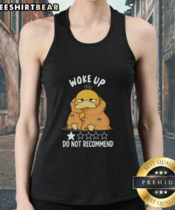 Funny Psyduck Pokmon tank top design with 'Do Not Recommend' slogan, perfect for casual wear and Pokmon fans.
