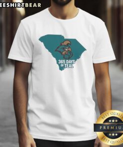 Good Coastal Carolina Chanticleers 365 Days Of Teal T-Shirt featuring vibrant teal color and team logo, perfect for fans.