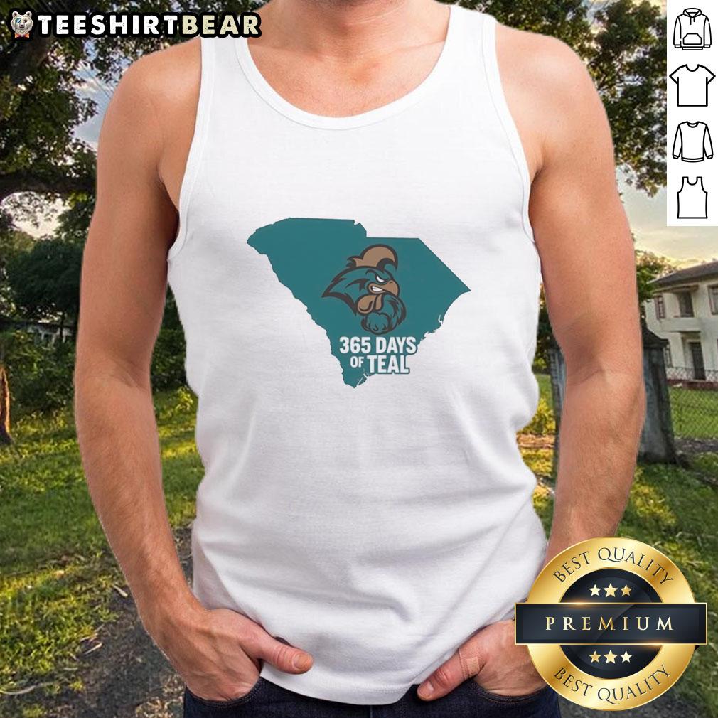 Alt Text: Good Coastal Carolina Chanticleers 365 Days of Teal tank top showcasing team spirit in vibrant teal color.
