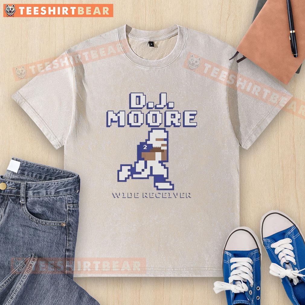 Alt Text: Retro D.J. Moore Buffalo Bills wide receiver washed t-shirt featuring a vintage design and classic fit.