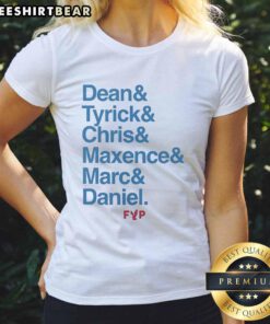 Good Dean Tyrick Chris Maxence Marc Daniel wearing stylish ladies tee in vibrant colors, perfect for casual outings.