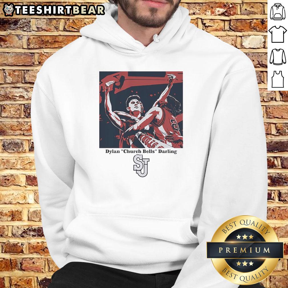 Men's basketball hoodie featuring Good Dylan Church Bells Darling St. Johns Red design, perfect for fans and comfort.