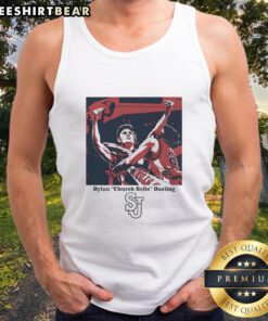 Good Dylan Church Bells Darling St. John's red storm men's basketball tank top showcasing vibrant team colors and design.