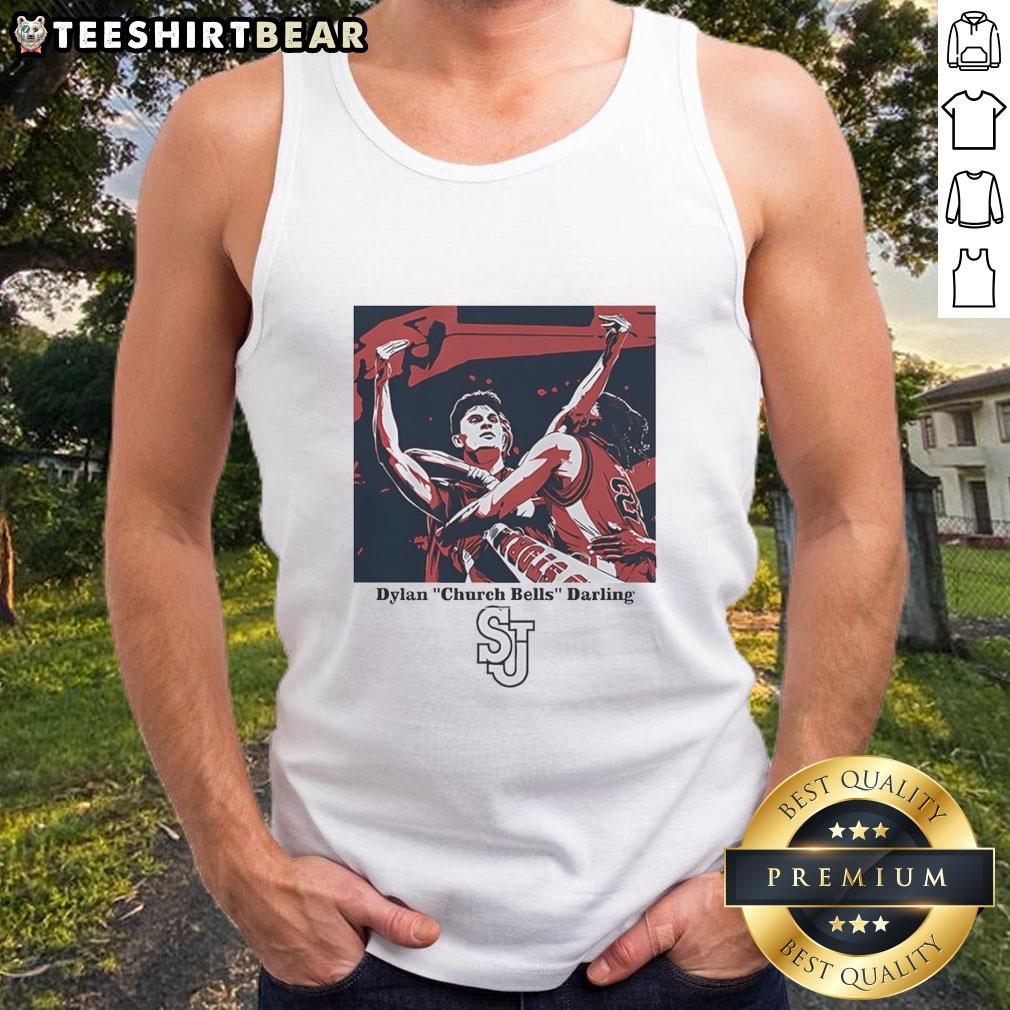 Good Dylan Church Bells Darling St. John's red storm men's basketball tank top showcasing vibrant team colors and design.