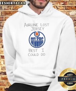 Alt Text: Edmonton Oilers hoodie featuring 'Lost Jersey' design, perfect for fans looking for stylish team apparel.