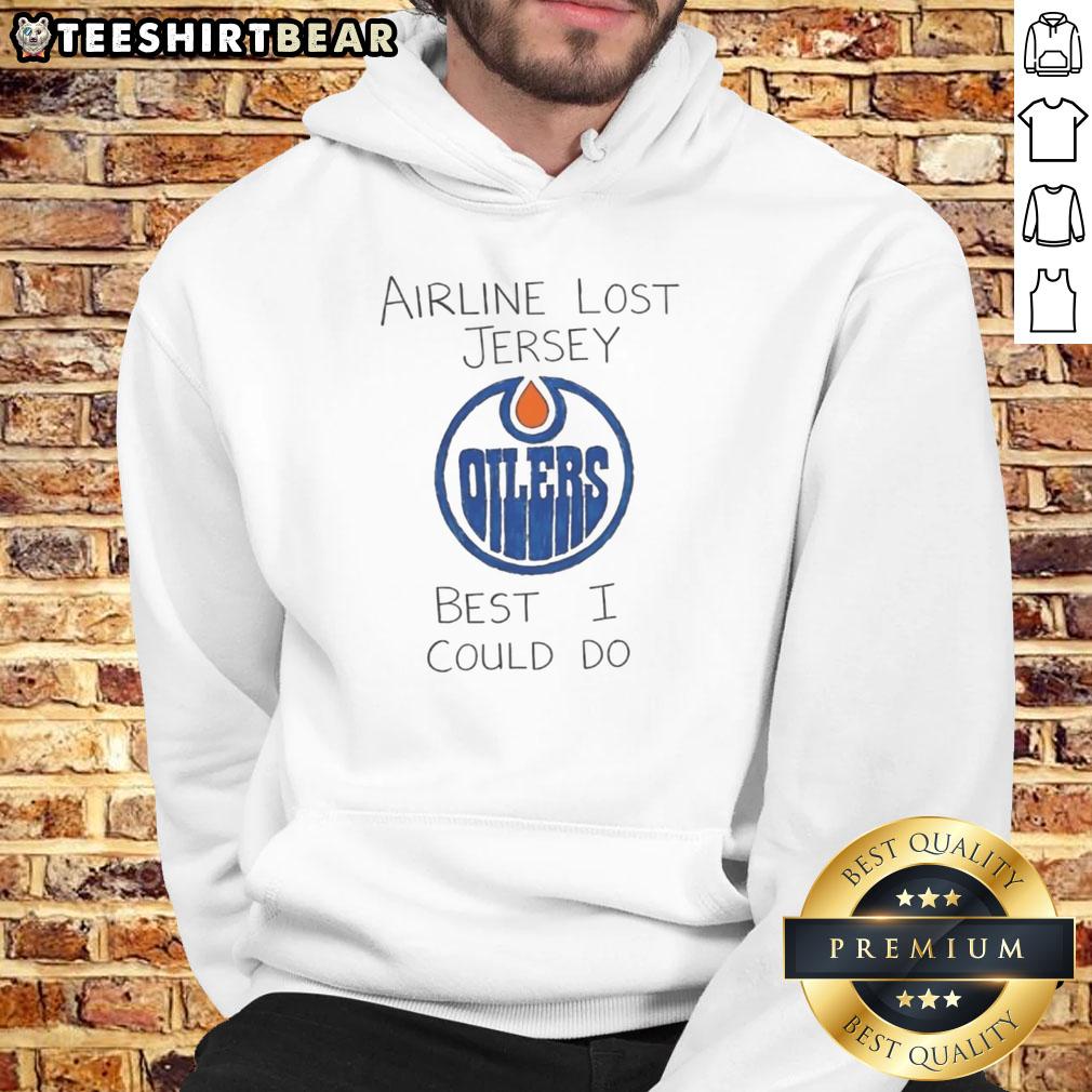 Alt Text: Edmonton Oilers hoodie featuring 'Lost Jersey' design, perfect for fans looking for stylish team apparel.