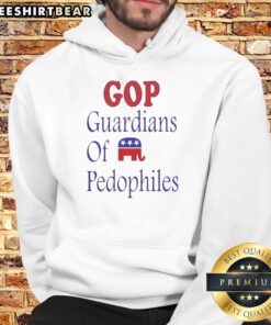 Good Gop Guardians of Pedophiles hoodie featuring an elephant symbol critique design, perfect for political commentary.