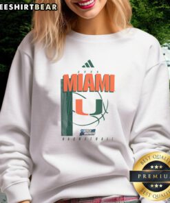 Alt Text: Good Miami Hurricanes March Madness sweatshirt featuring team colors and logo, perfect for game day attire.