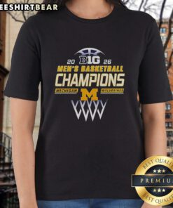 Good Michigan Wolverines Men's Basketball B1G Champions 2026 ladies tee showcasing team pride and championship spirit.