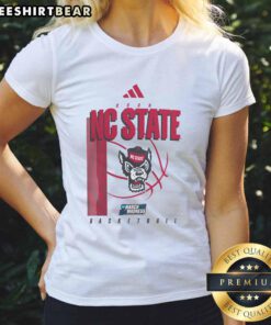 Good N.C. State Wolfpack March Madness ladies tee featuring team colors and logo for fans and supporters.