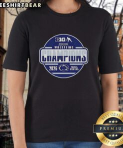 Good Penn State Nittany Lions 2026 Big Ten Men's Wrestling Tournament Champions Ladies Tee, featuring team logo and colors.