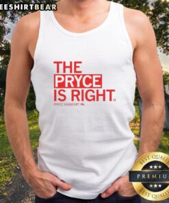 Alt Text: Good Pryce Sandfort wearing The Pryce Is Right tank top, showcasing vibrant design and casual style.