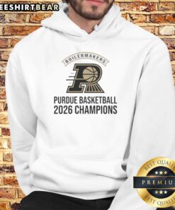 Alt Text: Good Purdue Boilermakers Basketball 2026 Champions logo hoodie featuring team colors and emblem for fans.