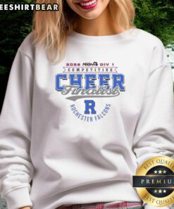 Good Rochester Falcons 2026 MHSAA Cheer Division 1 Finalist sweatshirt showcasing team spirit and pride.