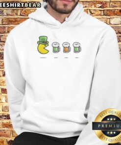 Good St. Patrick's Day Pac-Man hoodie featuring vibrant green design and festive graphics for a fun holiday look.
