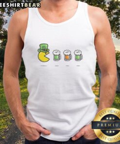 Good St. Patrick's Day Pac-Man tank top featuring a fun graphic design of Pac-Man and shamrocks, perfect for festive celebrations.