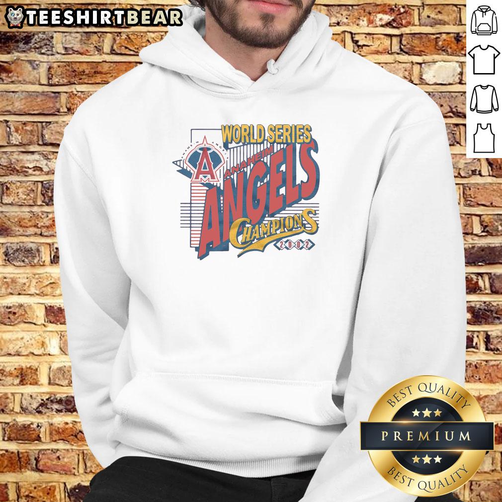 Alt Text: Hot Anaheim Angels 2002 World Series Champions hoodie featuring vibrant team colors and logo.