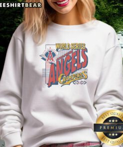 Hot Anaheim Angels 2002 World Series Champions sweatshirt featuring bold team graphics and vibrant colors.