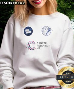Hot Chat With Chaps Millwall FC Cancer Research UK sweatshirt featuring team logo and vibrant design for charity support.