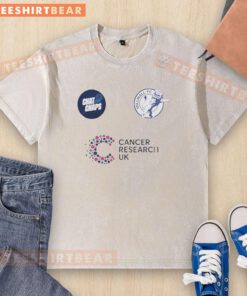 Alt Text: Hot Chat With Chaps Millwall FC and Cancer Research UK washed t-shirt featuring vibrant design and logo.
