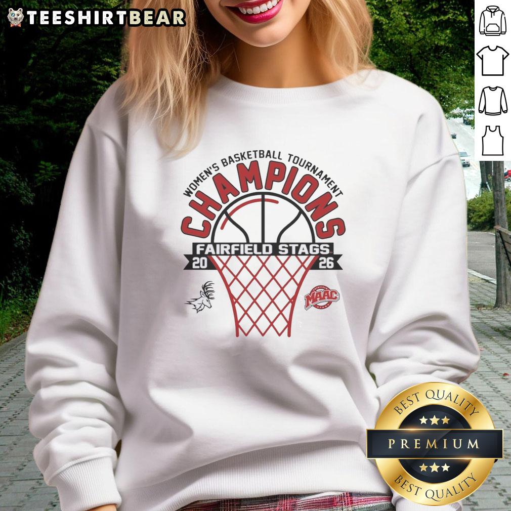 Hot Fairfield Stags Women's Basketball Tournament Champions 2026 sweatshirt featuring team logo and vibrant colors.