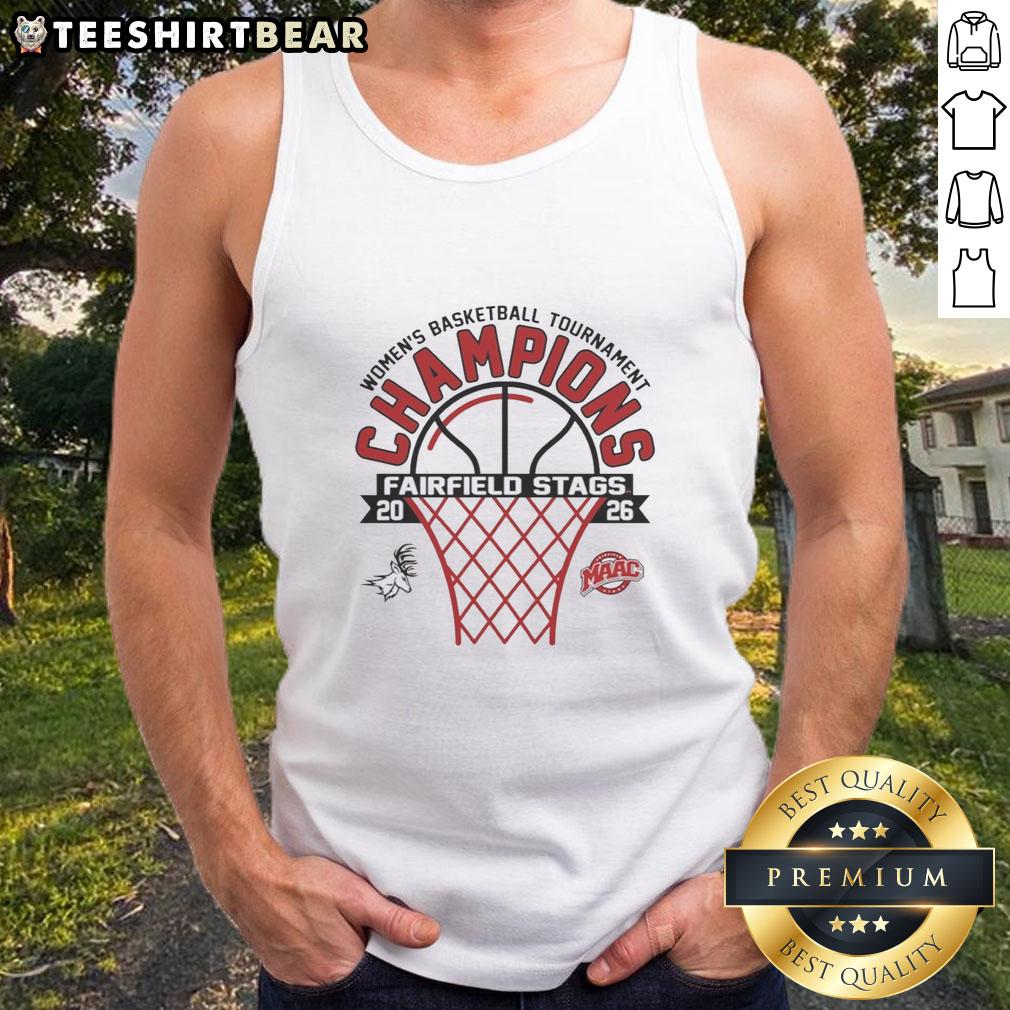Hot Fairfield Stags Women's Basketball Tournament Champions 2026 tank top showcasing team pride and vibrant design.