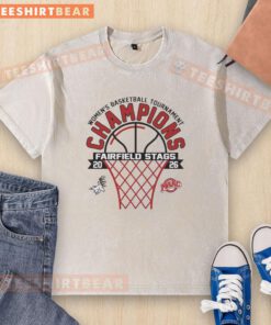 Hot Fairfield Stags Women's Basketball Tournament Champions 2026 washed t-shirt featuring vibrant team graphics.