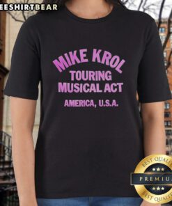 Hot Mike Krol touring musical act in the USA, featuring a stylish ladies tee design for fans.