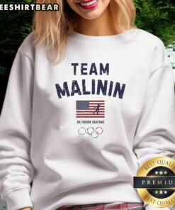 Ilia Malinin US figure skating sweatshirt on display, showcasing vibrant design and team spirit for fans and athletes.