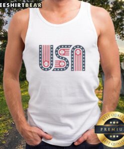 Hot USA Stars Stripes and Baseball Tank Top featuring patriotic design, perfect for summer events and sports activities.