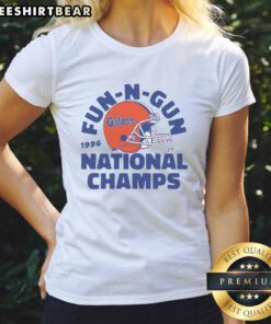 Vintage ladies tee featuring Nice 1996 Fun N Gun Gators football design, perfect for fans and collectors of retro sportswear.