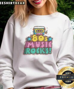 Stylish Nice 80s Music Rocks Sweatshirt in vibrant colors, perfect for retro music lovers and fashion enthusiasts.