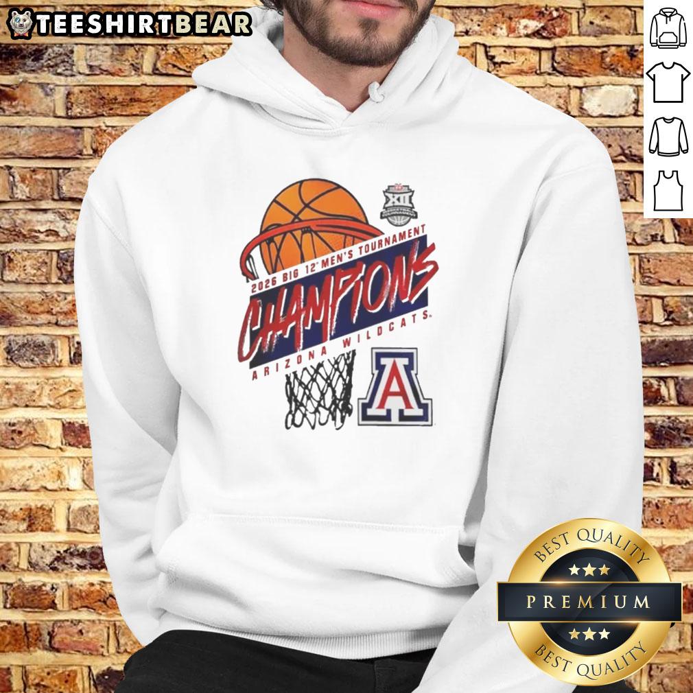 Alt Text: 2026 Nice Arizona Wildcats Big 12 Men's Basketball Conference Tournament Champions logo hoodie design