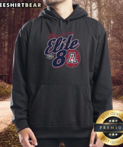 Arizona Wildcats Men's Basketball Elite 8 March Madness hoodie featuring team colors and logo, perfect for fans.