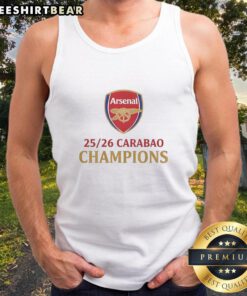 Stylish Nice Arsenal Carabao Champions tank top featuring team colors and logo, perfect for fans and casual wear.