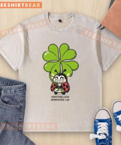 Ladybug washed t-shirt featuring a charming design that brings good luck, perfect for casual outings.