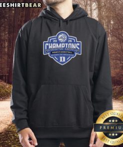 Alt Text: Nice Devils 84 2026 ACC Women's Basketball Tournament Champions hoodie in locker room, celebrating victory.