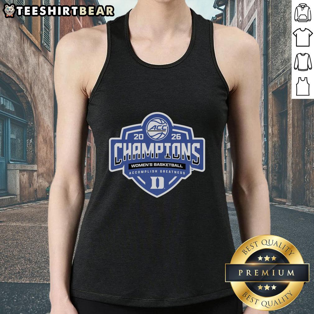 Nice Devils 84 2026 ACC Women's Basketball Tournament Champions locker room tank top in vibrant team colors.