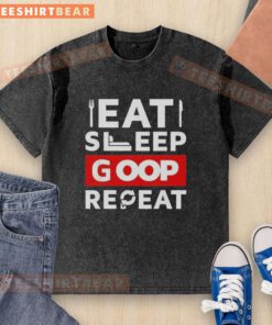Nice Eat Sleep Goop Repeat washed t-shirt in soft fabric, perfect for casual wear and everyday comfort.