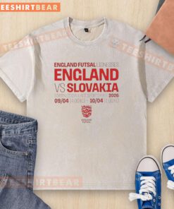 Alt Text: Nice England Futsal Lionesses washed T-shirt featuring vibrant design from England vs Slovakia match.