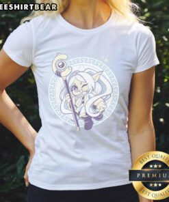 Nice Frieren A Magical Ancients Ladies Tee featuring vibrant graphics of enchanting ancient characters.