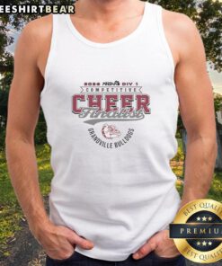 Alt Text: Nice Grandville Bulldogs 2026 MHSAA Cheer Division 1 Finalist tank top featuring team colors and logo design.