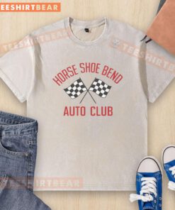 Nice Horse Shoe Beno Auto Club washed t-shirt featuring a vintage design and comfortable fit for car enthusiasts.