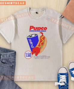 Alt Text: Stylish washed t-shirt featuring a nice hot dog and red dog design, perfect for Pupco Wholesale and Costco fans.