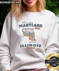 Maryland girl sweatshirt featuring an Illinois state map outline, perfect for showcasing local pride and style.