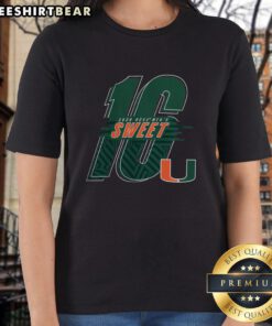Nice Miami Hurricanes 2026 NCAA Men's Basketball Sweet 16 ladies tee featuring vibrant team colors and stylish design.