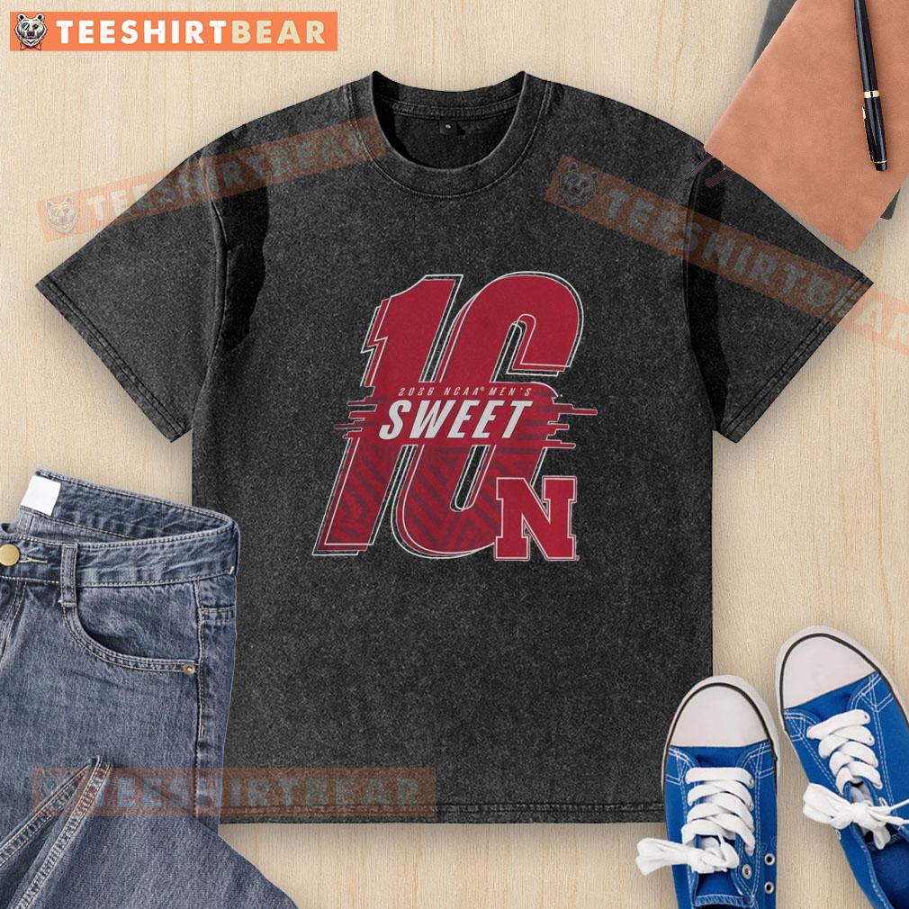 Alt Text: Nice Nebraska Huskers 2026 NCAA Men's Basketball Sweet 16 washed t-shirt featuring team colors and logo.